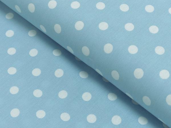Baumwoll Druck Tupfen Babyblau / Weiß Ø 7mm